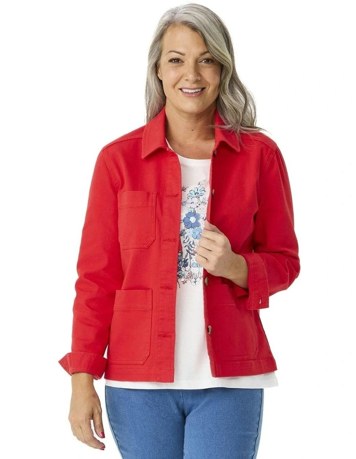 Shelby Stretch Utility Jacket in Red image 1