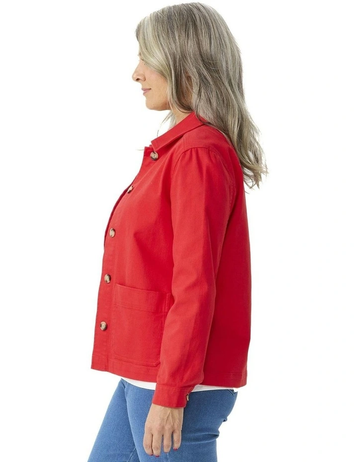Shelby Stretch Utility Jacket in Red image 3