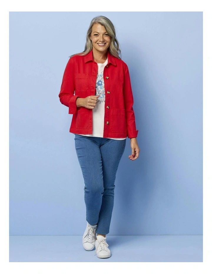 Shelby Stretch Utility Jacket in Red image 4