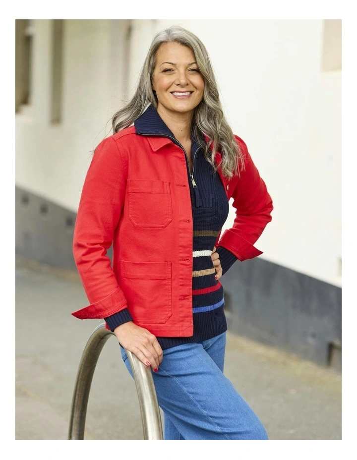 Shelby Stretch Utility Jacket in Red image 7