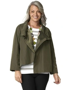 Fontana Crop Wrap Jacket in Olive