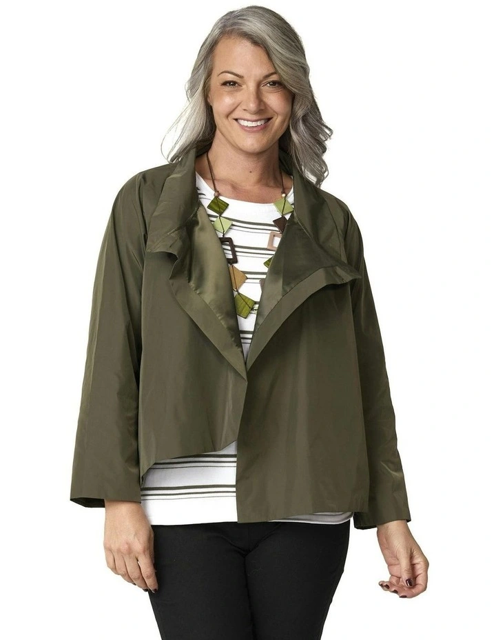 Fontana Crop Wrap Jacket in Olive image 1