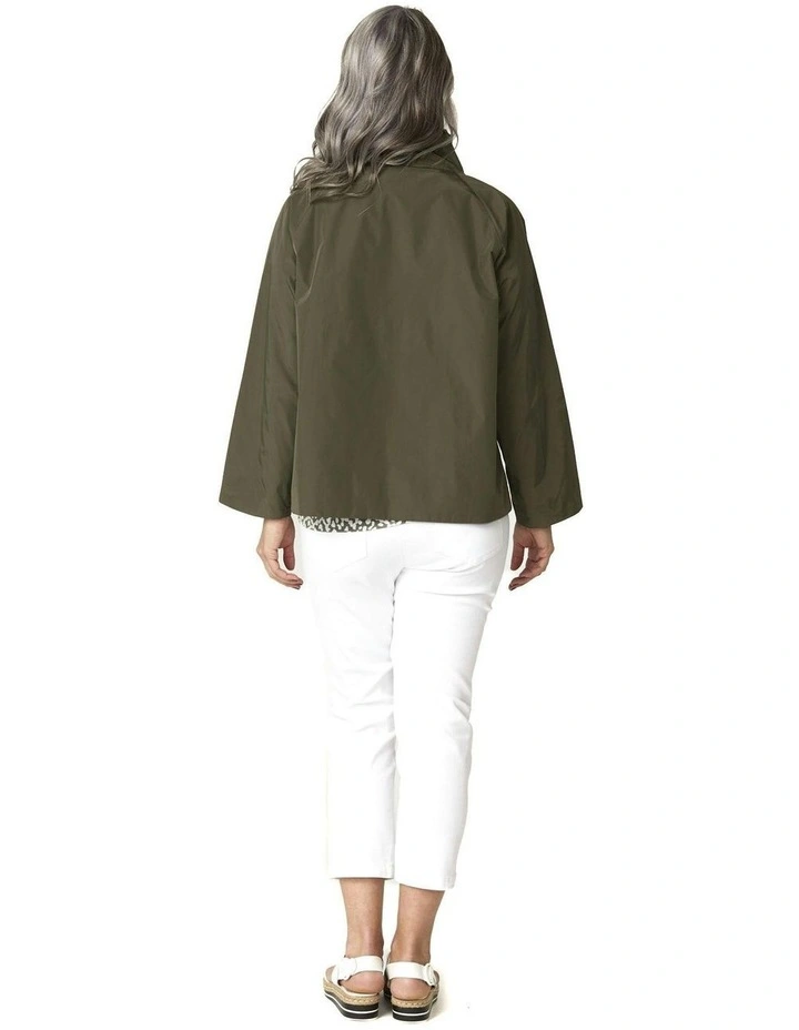 Fontana Crop Wrap Jacket in Olive image 2