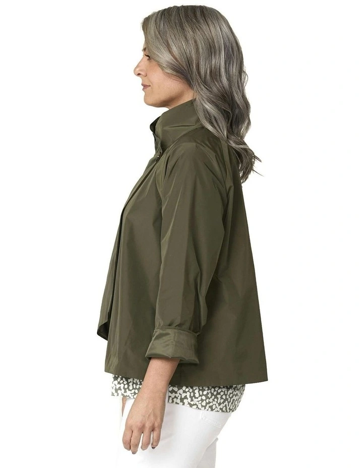 Fontana Crop Wrap Jacket in Olive image 3