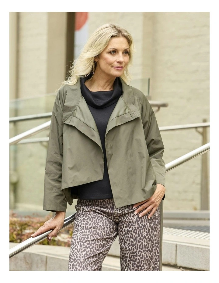 Fontana Crop Wrap Jacket in Olive image 5