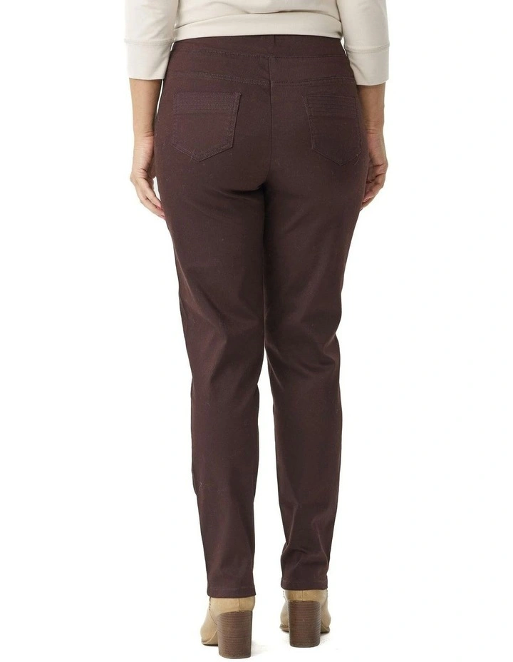Suzy Stretch Long Pull On Jean in Chocolate image 2