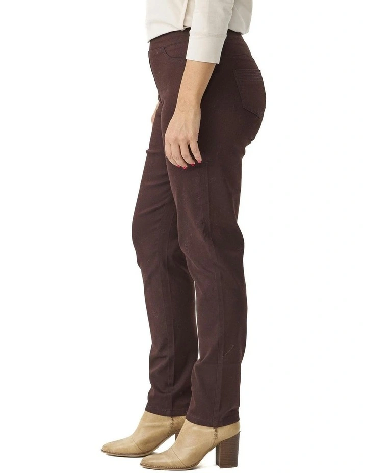 Suzy Stretch Long Pull On Jean in Chocolate image 3