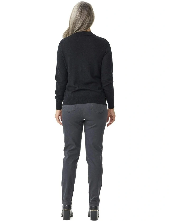 Suzy Stretch Long Pull On Jeans in Charcoal image 2