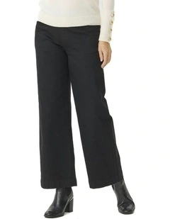 Tilly Wide Leg Pull On Long Jeans in Black