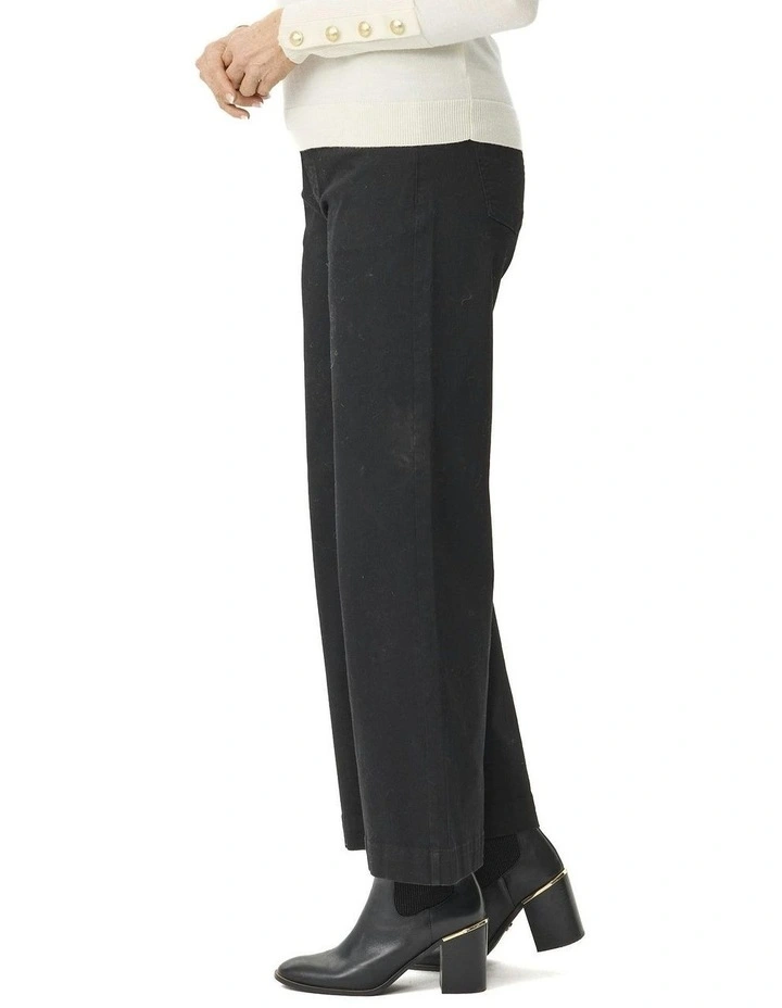 Tilly Wide Leg Pull On Long Jeans in Black image 3