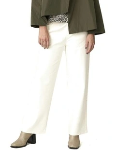 Evie Stretch Straight Pull On Jeans in Ecru