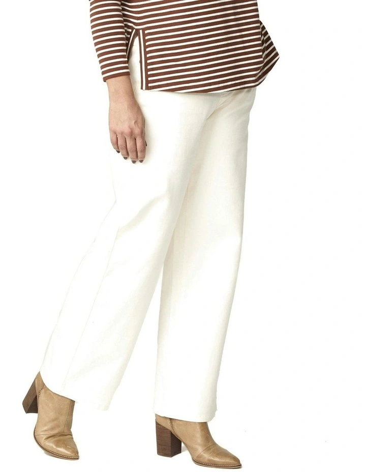 Evie Stretch Straight Pull On Jeans in Ecru image 3