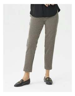 Derby Check Stretch Pant 7/8 in Camel