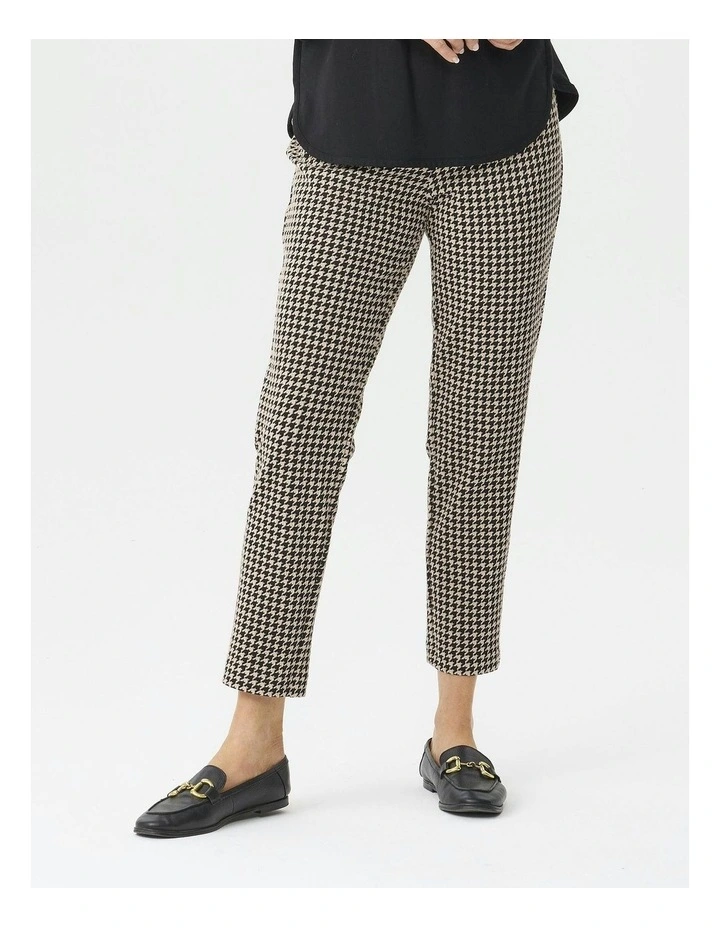 Derby Check Stretch Pant 7/8 in Camel image 1
