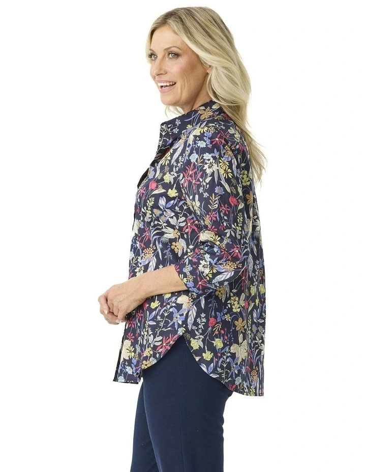 Vanessa 3/4 Sleeve Shirt in Navy Multi image 3