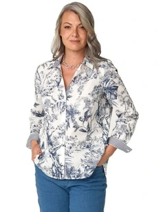 Landscape Long Sleeve Ribbon Trim Shirt in Assorted