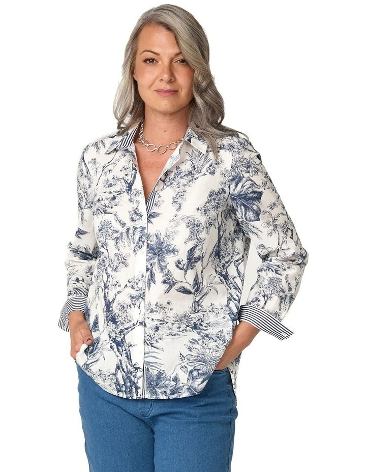 Landscape Long Sleeve Ribbon Trim Shirt in Assorted image 1