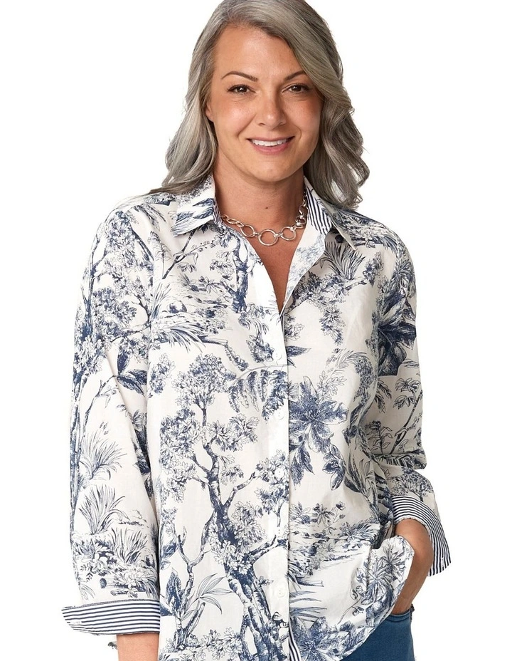 Landscape Long Sleeve Ribbon Trim Shirt in Assorted image 5