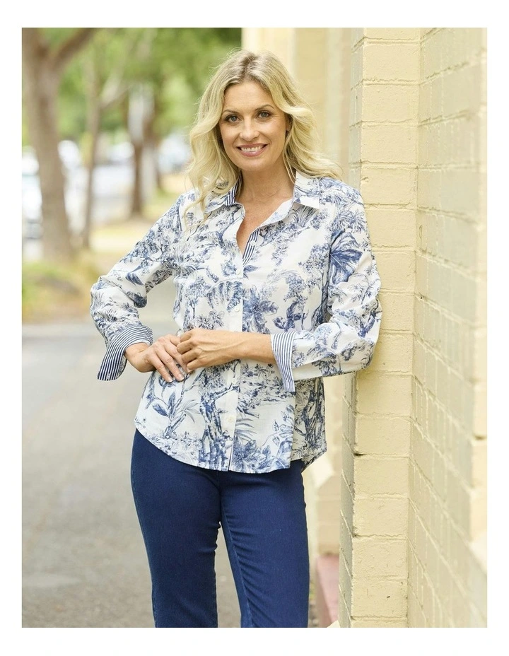 Landscape Long Sleeve Ribbon Trim Shirt in Assorted image 5