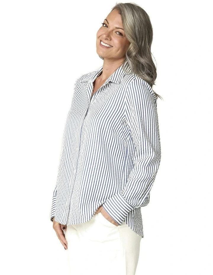 Allenby Stripe Long Sleeve Shirt in Blue image 3