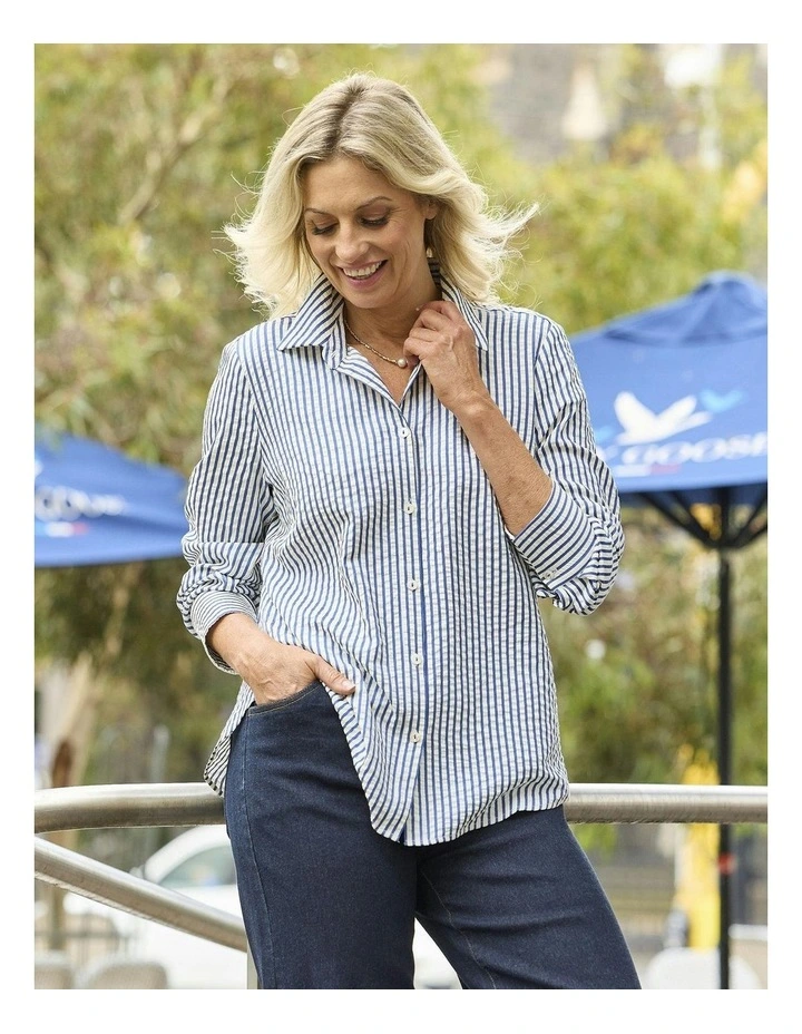 Allenby Stripe Long Sleeve Shirt in Blue image 5