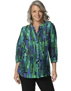 Lark Pintuck Front 3/4 Sv Shirt in Assorted