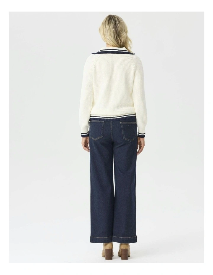 Cooper 1/4 Zip Sweater in Ivory image 2