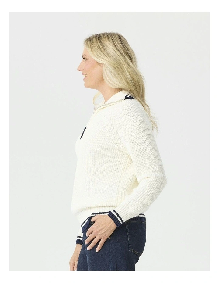 Cooper 1/4 Zip Sweater in Ivory image 3