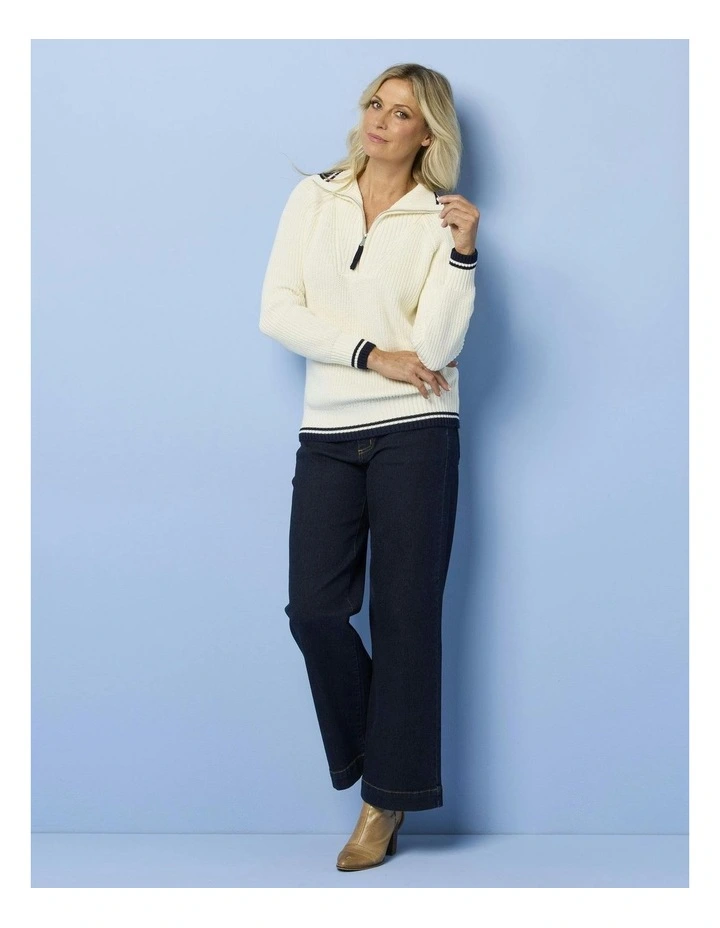 Cooper 1/4 Zip Sweater in Ivory image 4