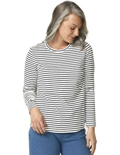 Caz Stripe Top in Navy Multi