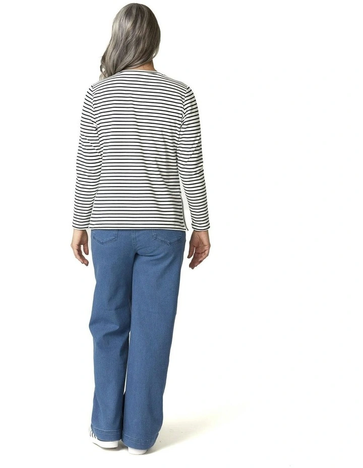 Caz Stripe Top in Navy Multi image 2