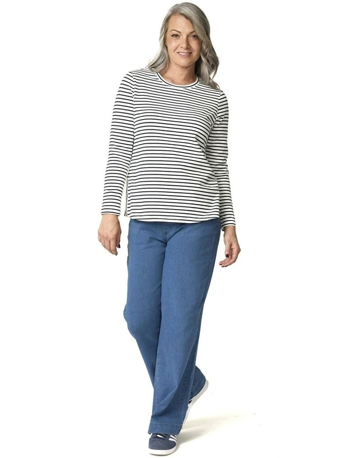 Caz Stripe Top in Navy Multi image 4