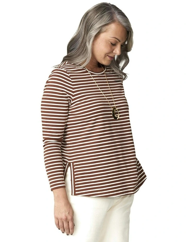 Caz Stripe Top in Rust image 3