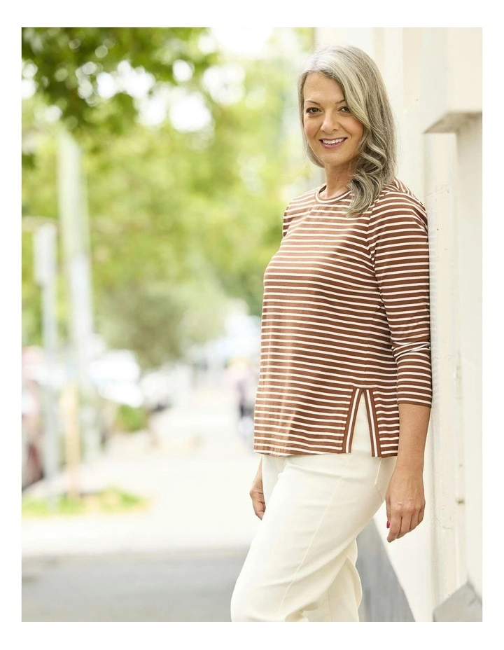 Caz Stripe Top in Rust image 5