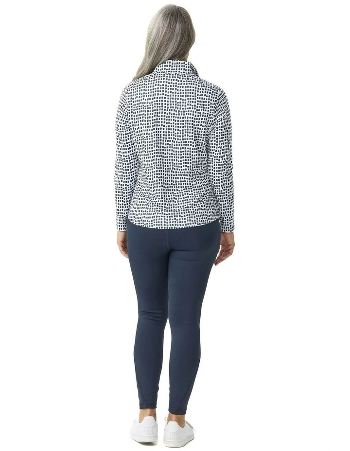 Escape Long Sleeve Stud Neck Polo Top in Assorted image 2