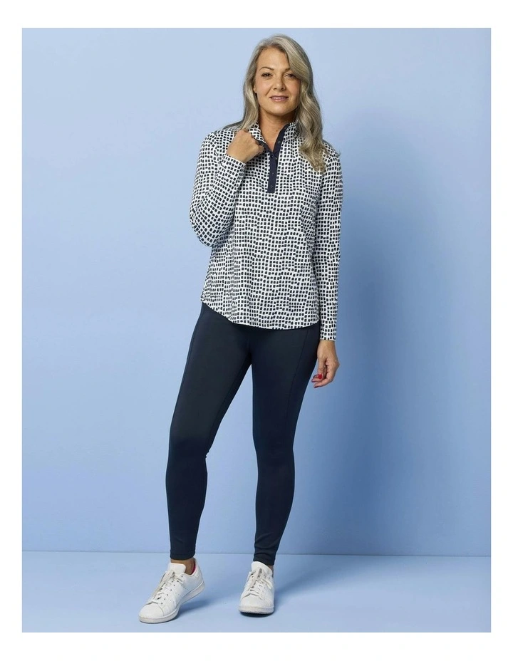 Escape Long Sleeve Stud Neck Polo Top in Assorted image 4