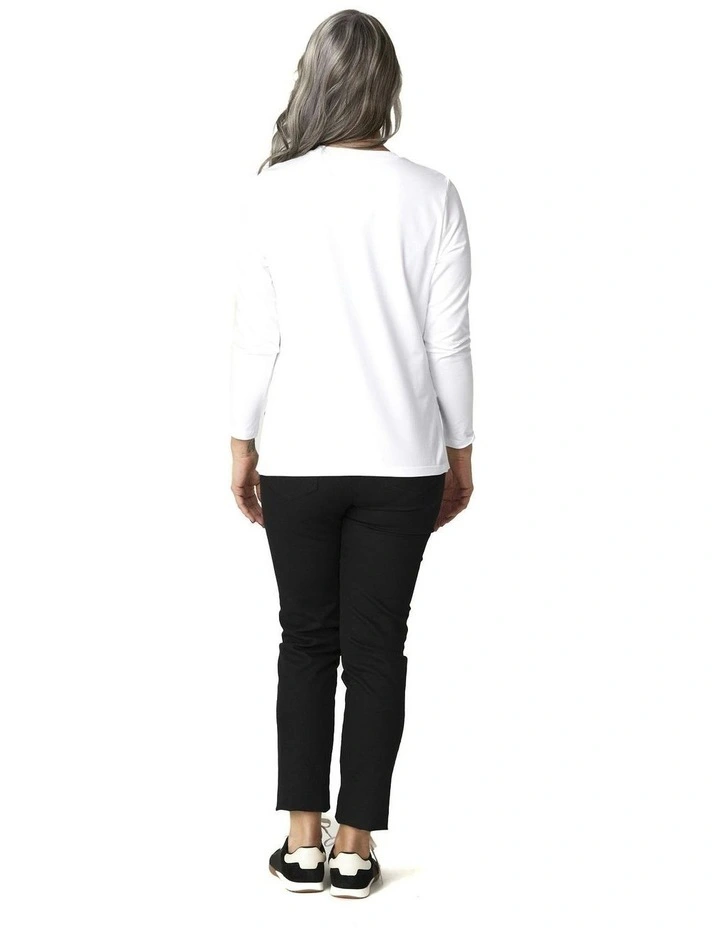 Baz Side Split Long Sleeve Top in White image 2