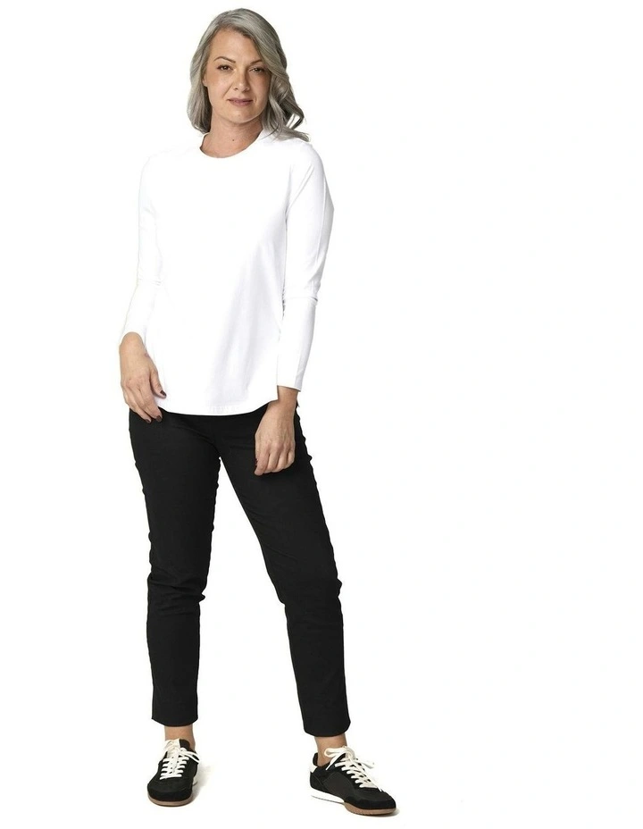 Baz Side Split Long Sleeve Top in White image 4