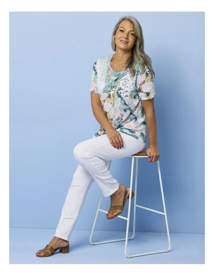 Baz Side Split Long Sleeve Top in White image 5