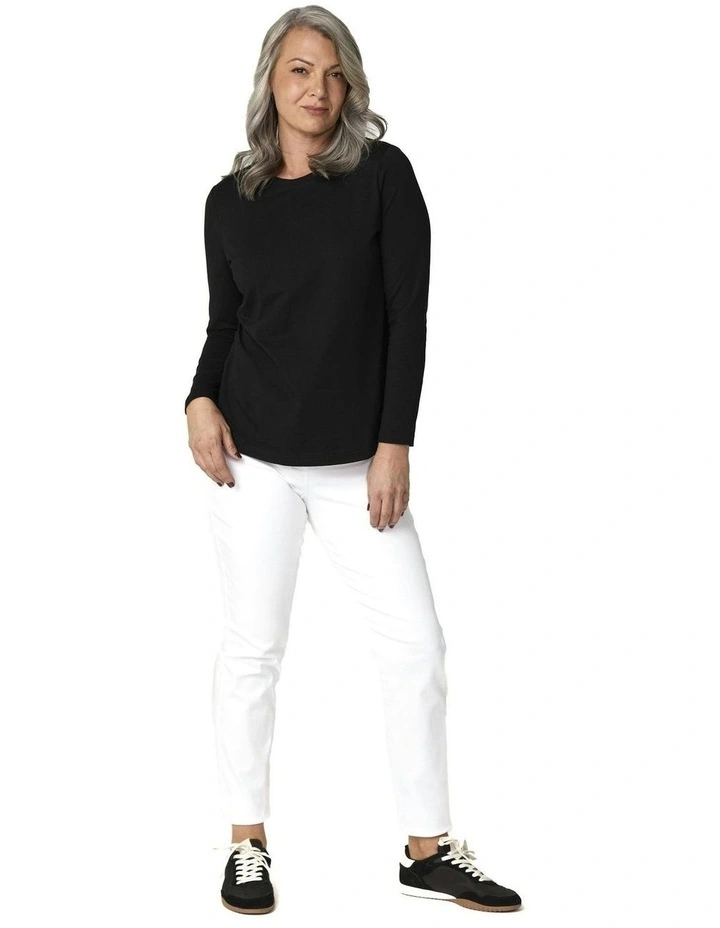 Baz Side Split Long Sleeve Top in Black image 4
