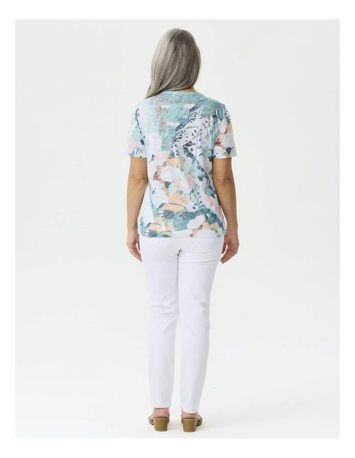 Romy Short Sleeve Burn Out Print Tee in Assorted image 2