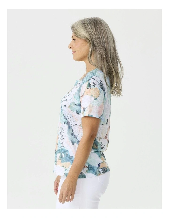 Romy Short Sleeve Burn Out Print Tee in Assorted image 3