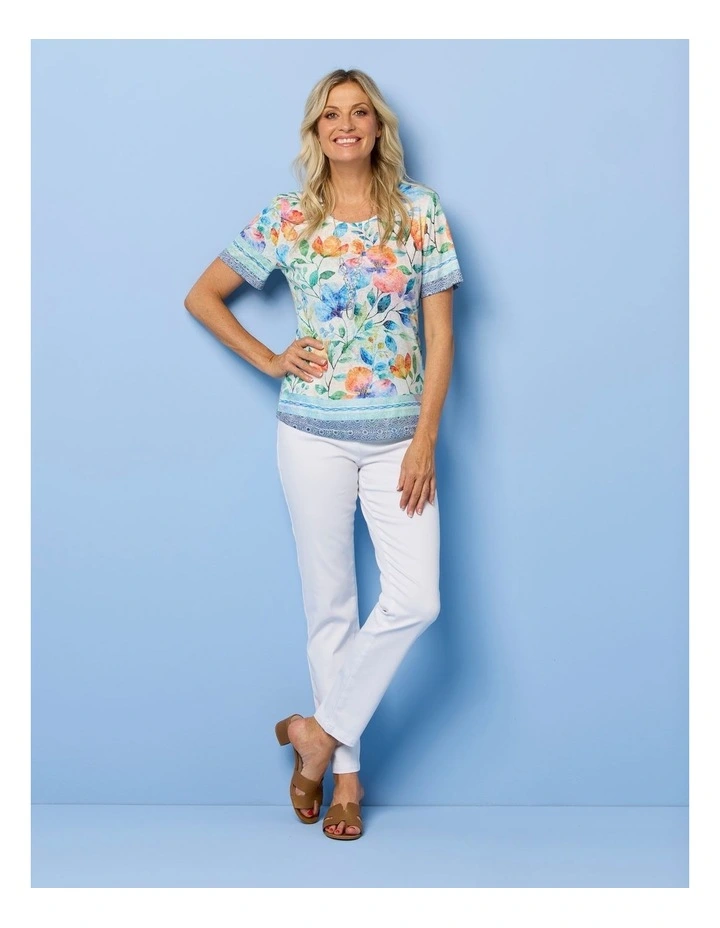 Romy Short Sleeve Burn Out Print Tee in Assorted image 5