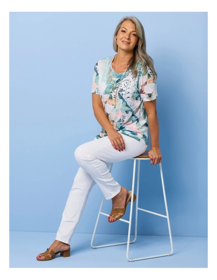 Romy Short Sleeve Burn Out Print Tee in Assorted image 7