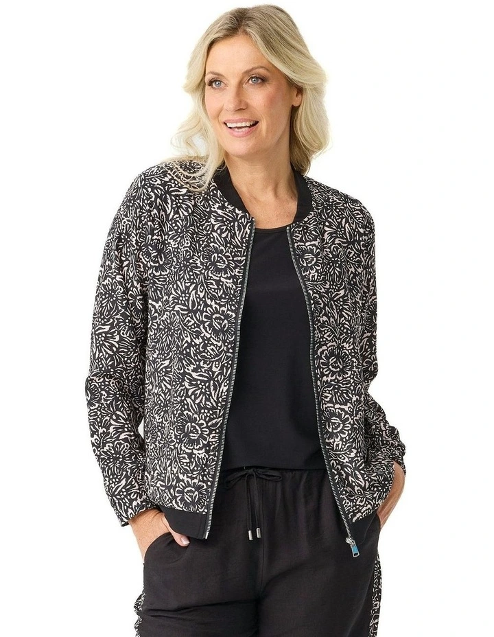 Bellini Print Zip Up Jacket in Black image 1