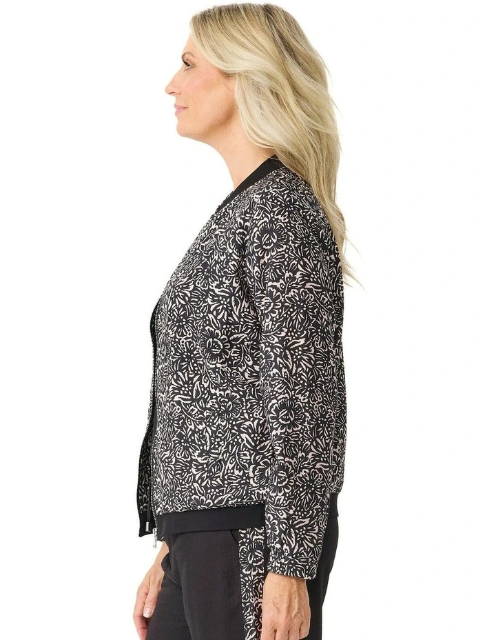 Bellini Print Zip Up Jacket in Black image 3