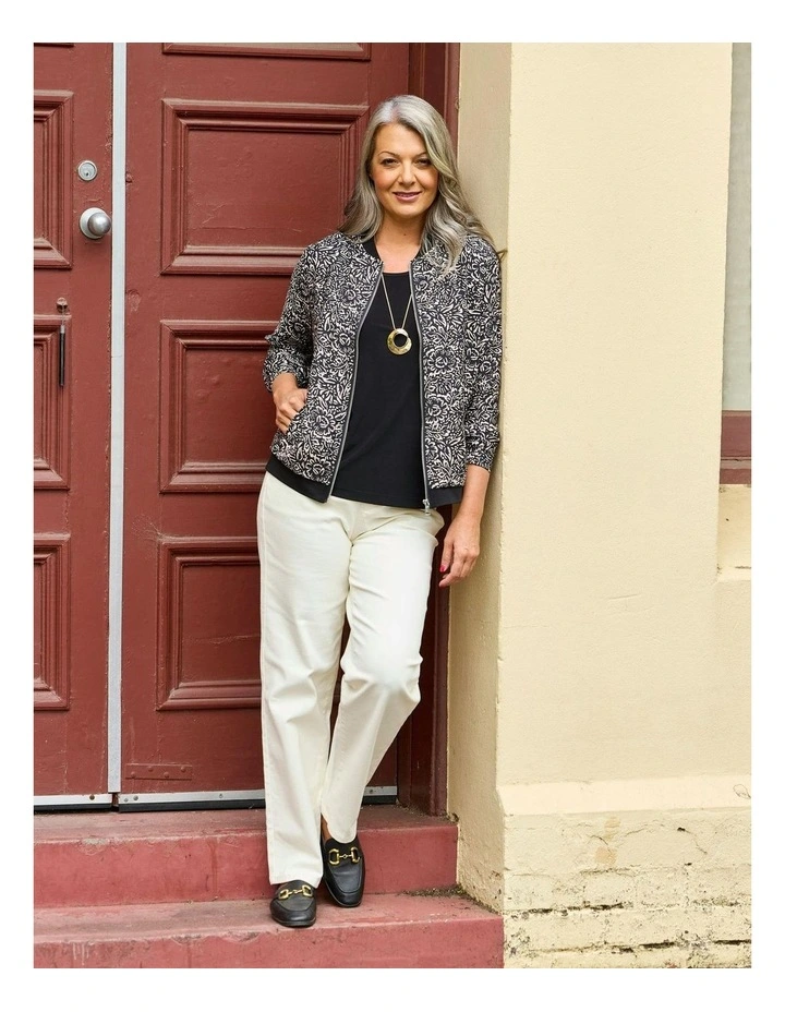 Bellini Print Zip Up Jacket in Black image 7