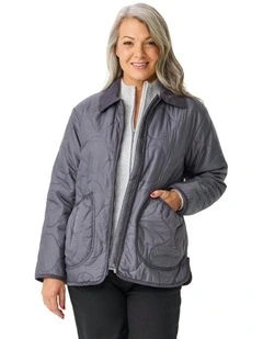Comet Cord Trim Quilted Jacket in Charcoal