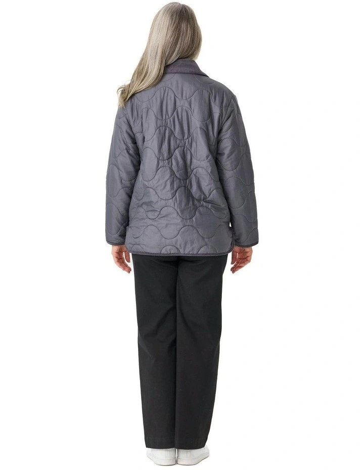 Comet Cord Trim Quilted Jacket in Charcoal image 2