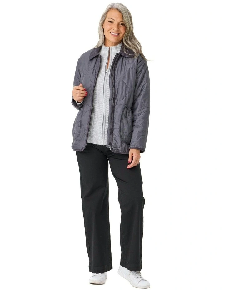 Comet Cord Trim Quilted Jacket in Charcoal image 4